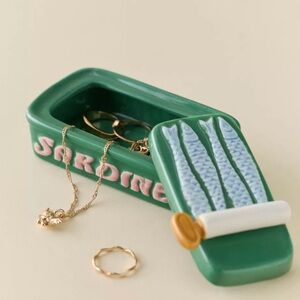 Green Ceramic Sardine Trinket Box
